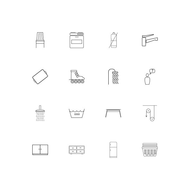 家用电器和设备简单的线性图标设置。概述了矢量图标图片下载