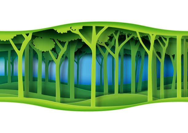 绿色抽象森林自然景观纸艺术背景图片下载