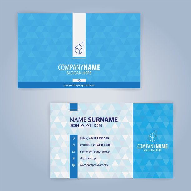 蓝色和白色现代名片模板，插图矢量10图片下载