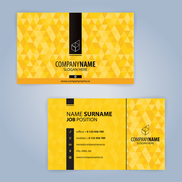黄色和白色现代名片模板，插图矢量10图片下载