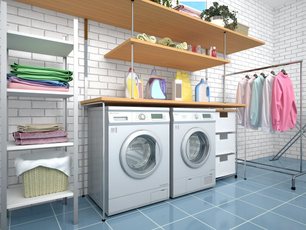 设计清洗室。3 d插画家图片下载