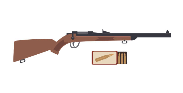 步枪和弹药箱。矢量插图孤立在白色背景图片下载