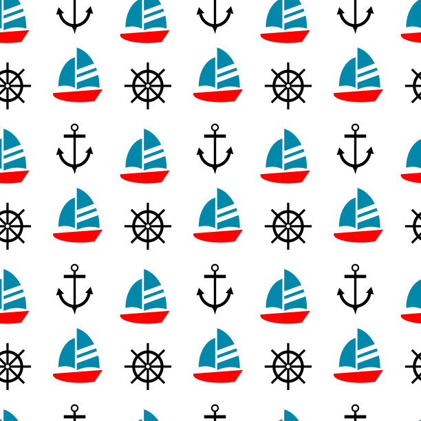 帆船、锚、船无缝模式。图片下载