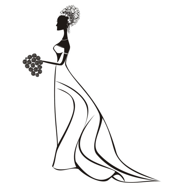 美丽的新娘与花裙子和面纱图片下载