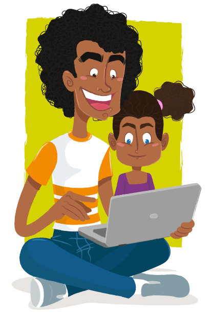 和女儿一起研究图片下载