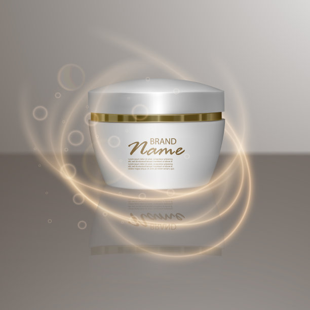 奢侈品化妆品模板的广告，逼真的3d化妆品罐与照明耀斑效果。矢量品牌插图，eps10图片下载