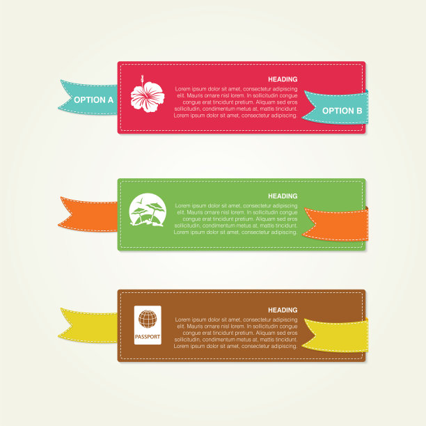 带有旅行图标的横幅和标签图片下载