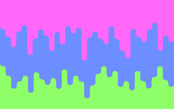 多色滴漆。绿色背景上的几滴颜料。明亮的背景。矢量图图片下载