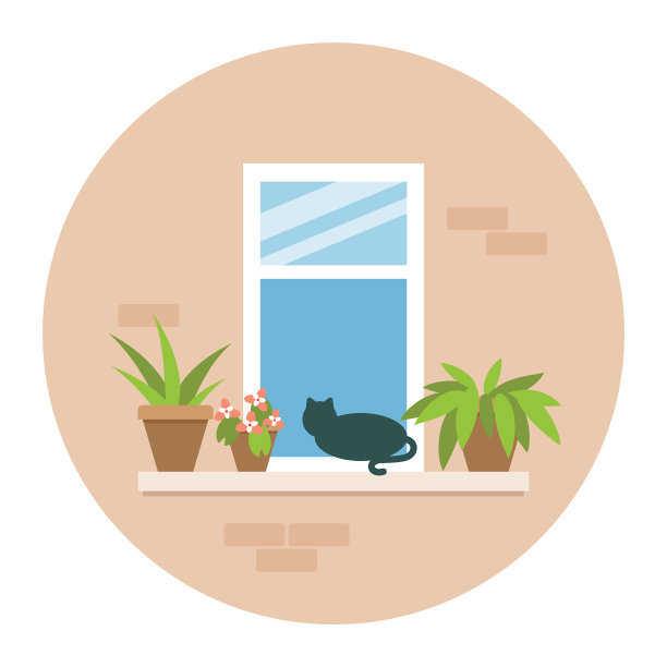 窗户装饰花建筑立面矢量图标图片下载