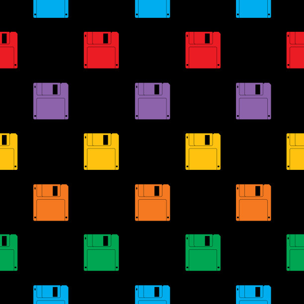 彩色电脑磁盘无缝图案图片下载