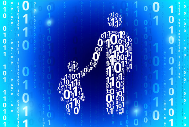 父和女儿二进制代码蓝色矢量模式背景图片下载