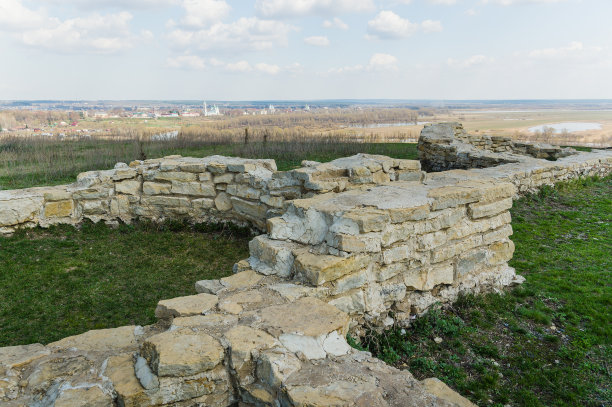 古老的废墟墙上长满了草图片下载