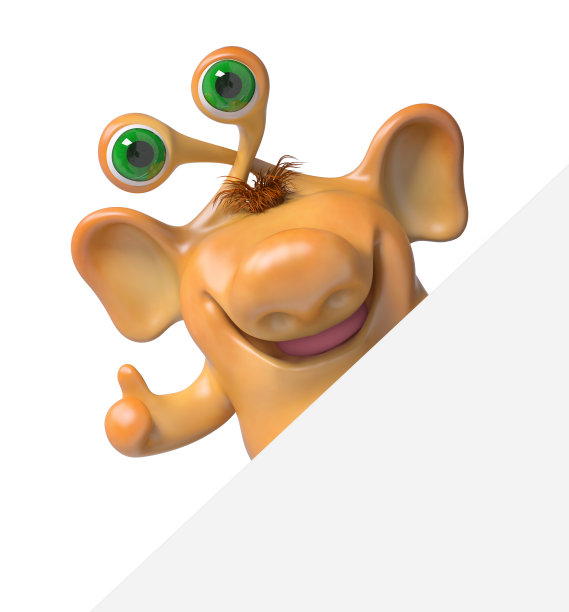 3d幻想卡通怪物与海报孤立渲染图片下载