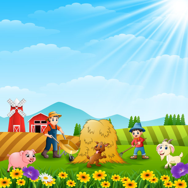 用牲畜设备进行的农场活动图片下载