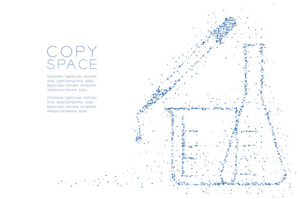 抽象几何多边形正方形盒子和三角形图案滴管，烧杯和烧瓶形状，科学实验室设备概念设计蓝色插图在白色的背景，矢量eps 10图片下载