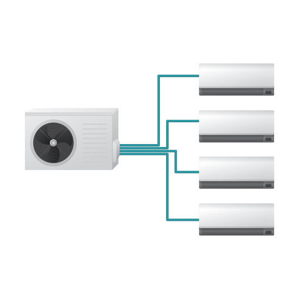 1台室外机和4台室内机的空调系统。图片下载