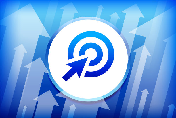 蓝色向上箭头背景上的目标光标图片下载