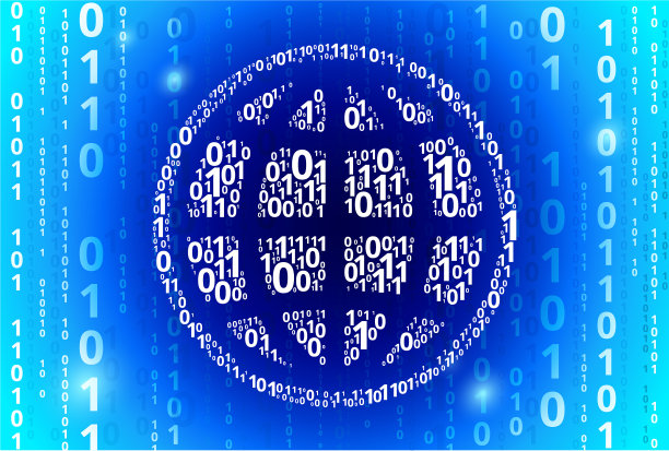 地球仪二进制蓝色代码矢量图案背景图片下载