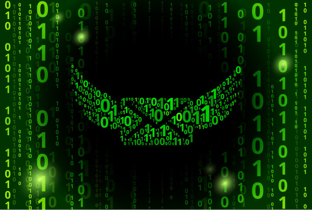 字母和翅膀二进制码矢量模式背景图片下载