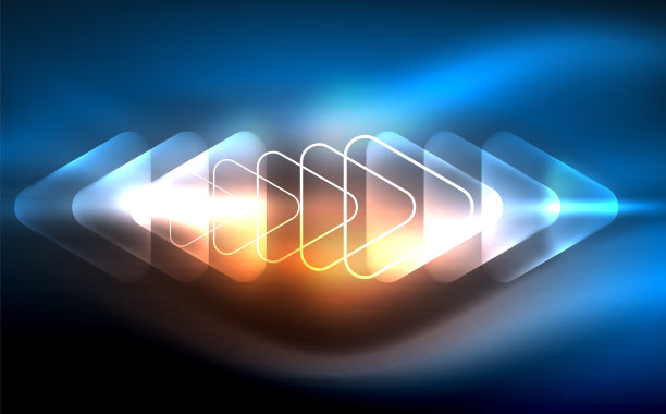 在黑暗空间中发光的矢量三角形几何形状素材图片