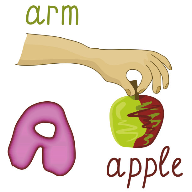 一只卡通小孩的手臂拿着一个苹果图片下载