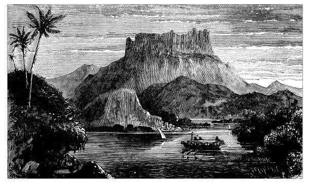 古董雕刻插图:基那巴鲁山，婆罗洲图片下载