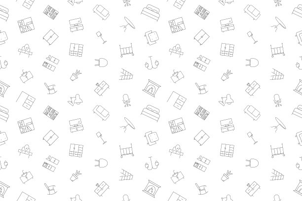 向量的家具模式。家具无缝的背景图片下载