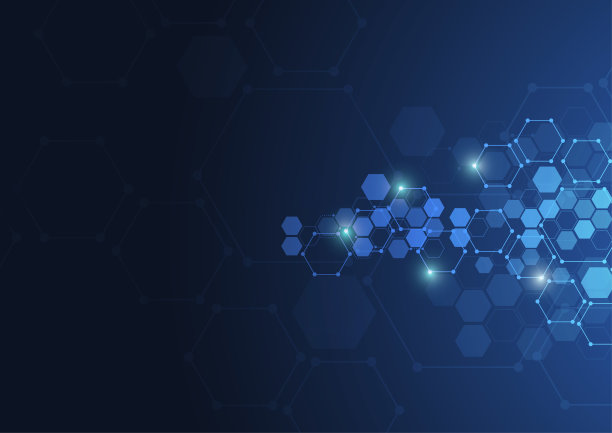摘要六方分子结构具有技术背景和科学风格。医疗设计。矢量图素材图片
