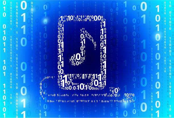 音乐播放器和耳机二进制代码蓝色矢量模式背景图片下载