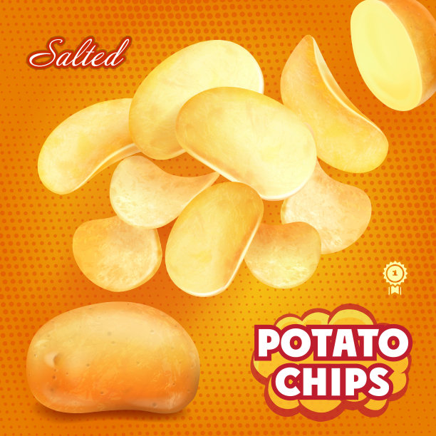 经典咸薯片广告，3d插画图片下载