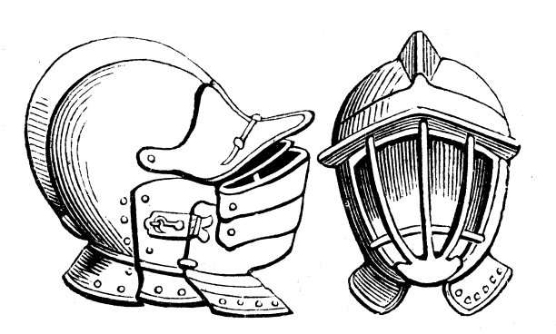 古董雕刻插图:盔甲头盔图片下载