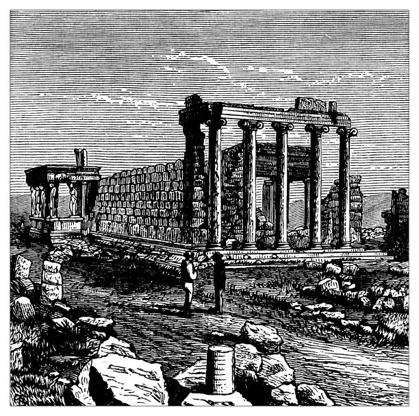 古代雕刻插图:埃瑞克修姆神庙，雅典图片下载