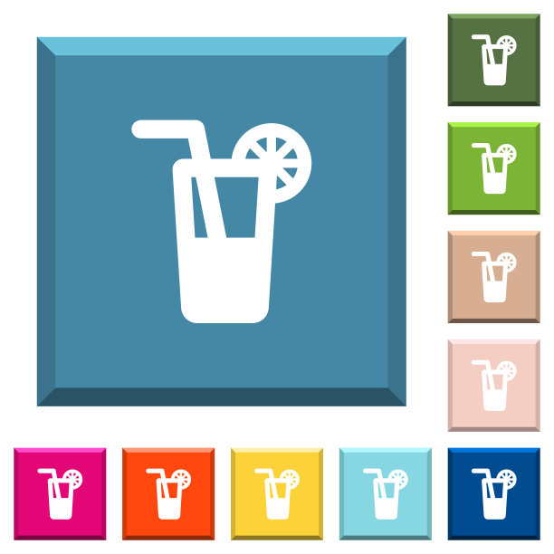 Longdrink白色图标上的方形按钮图片下载