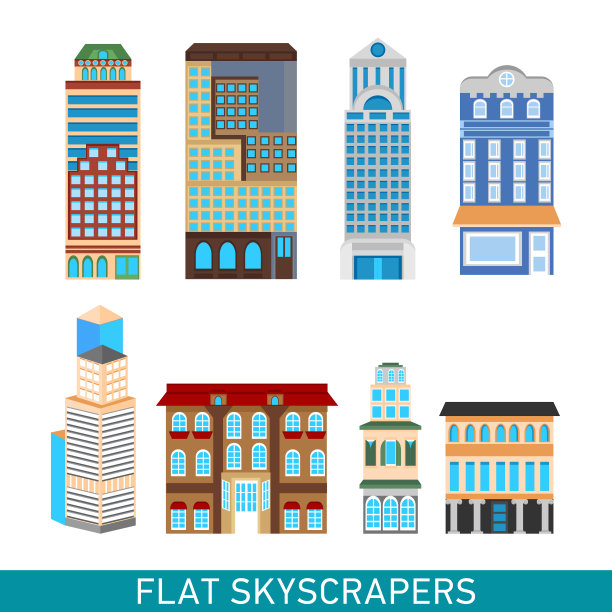 现代摩天大楼的风格是扁平的。图片下载