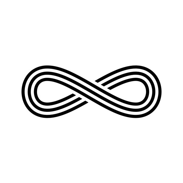 ∞符号图标。代表无限、无限和无穷无尽的事物的概念。简单的三线矢量设计元素上的白色背景图片下载