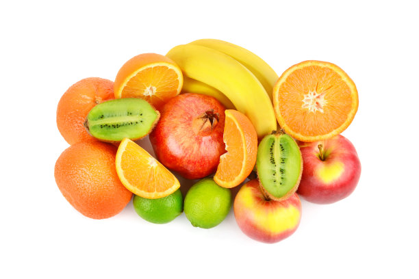 在白色背景上孤立的水果组图片下载