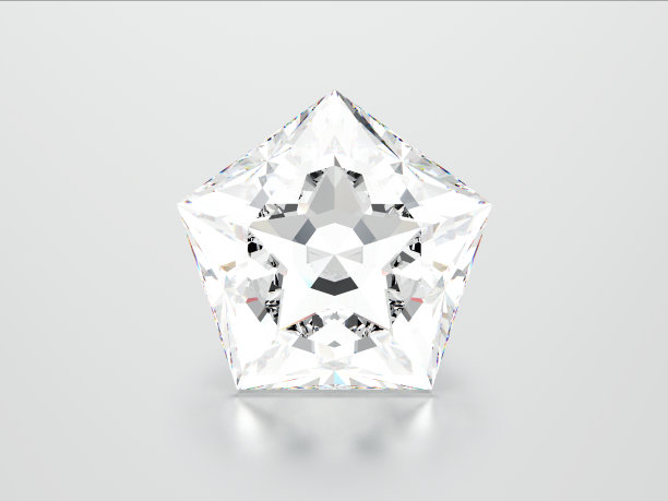 3D插图白色五角形钻石石图片下载