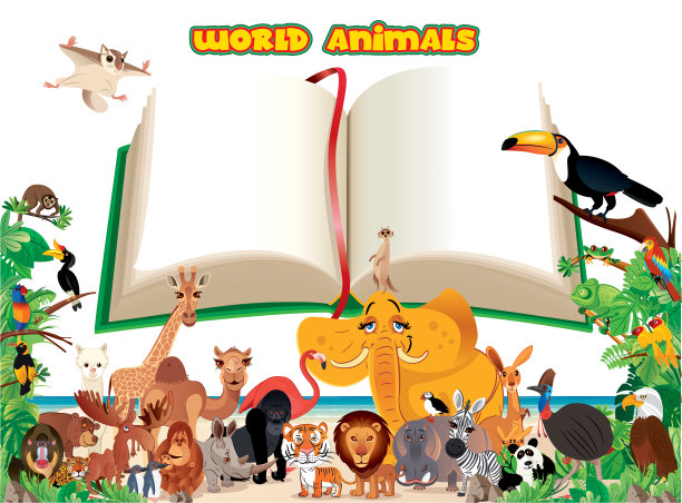 单词动物与书籍图片下载