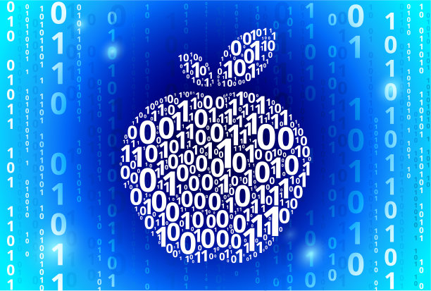 苹果二进制代码蓝色矢量模式背景图片下载