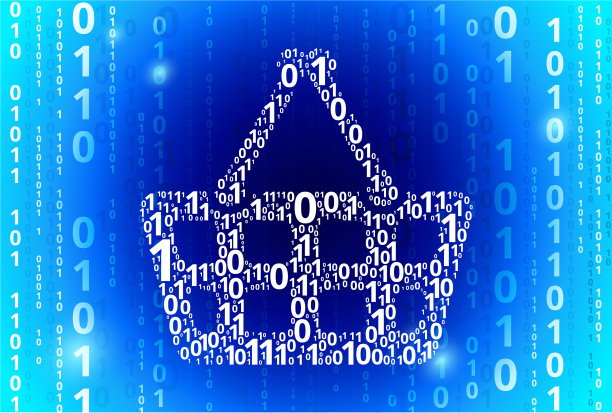 购物车二进制代码蓝色矢量模式背景图片下载