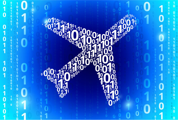 飞机二进制代码蓝色矢量模式背景图片下载