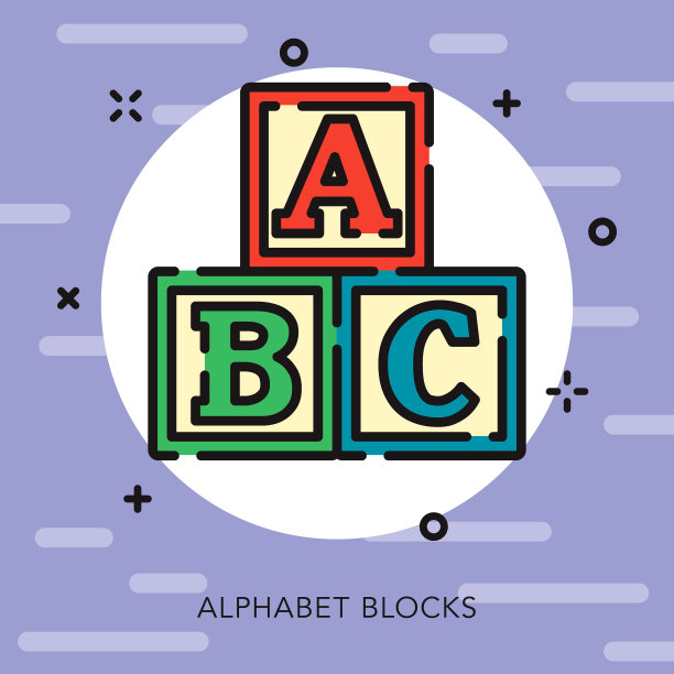 字母块开放轮廓婴儿图标图片下载