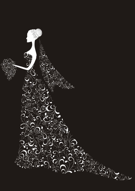 美丽的新娘与花裙子和面纱图片下载