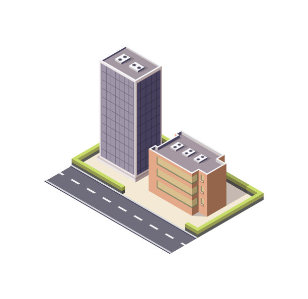 房地产等距、矢量插图、立体住宅、装饰设计、现代住宅图片下载