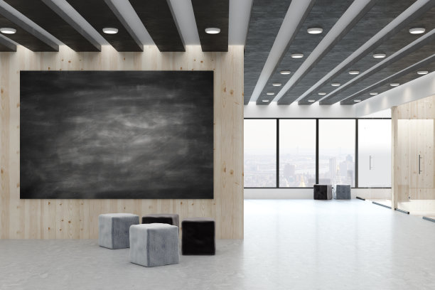 带有黑板广告牌的现代办公室图片下载