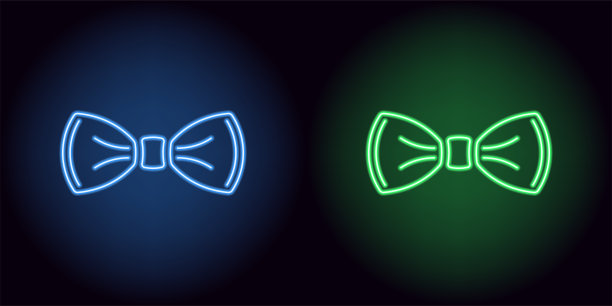 蓝色和绿色的霓虹蝴蝶结图片下载