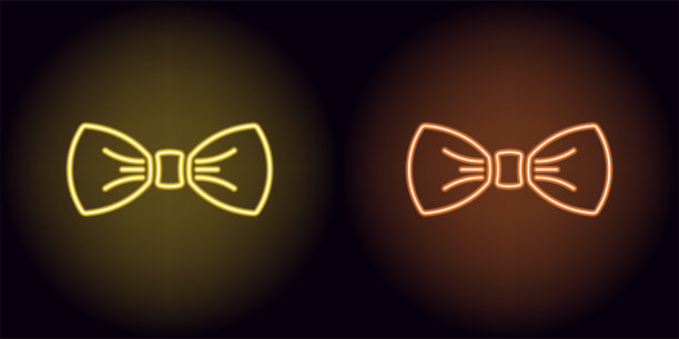 黄色和橙色的霓虹蝴蝶结图片下载