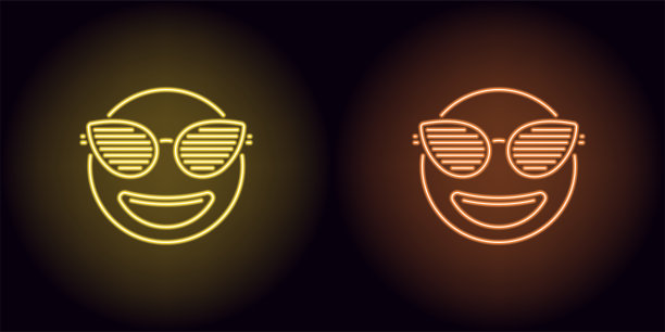 黄色和橙色的霓虹时尚表情图片下载