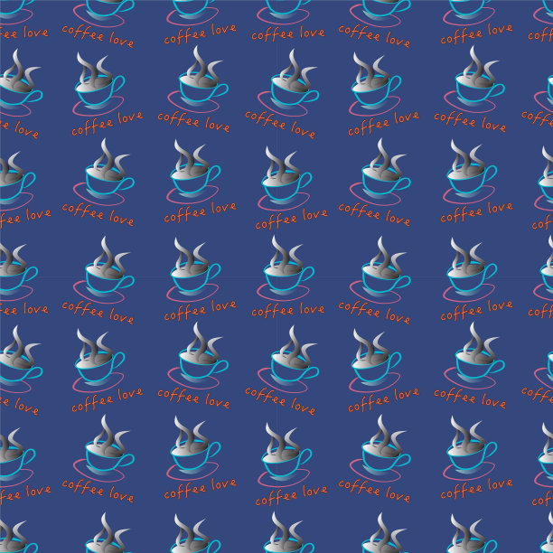 矢量无缝模式与手绘草图咖啡杯。图片下载