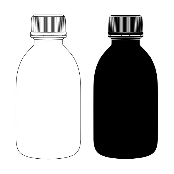 塑料瓶。黑白画法图片下载